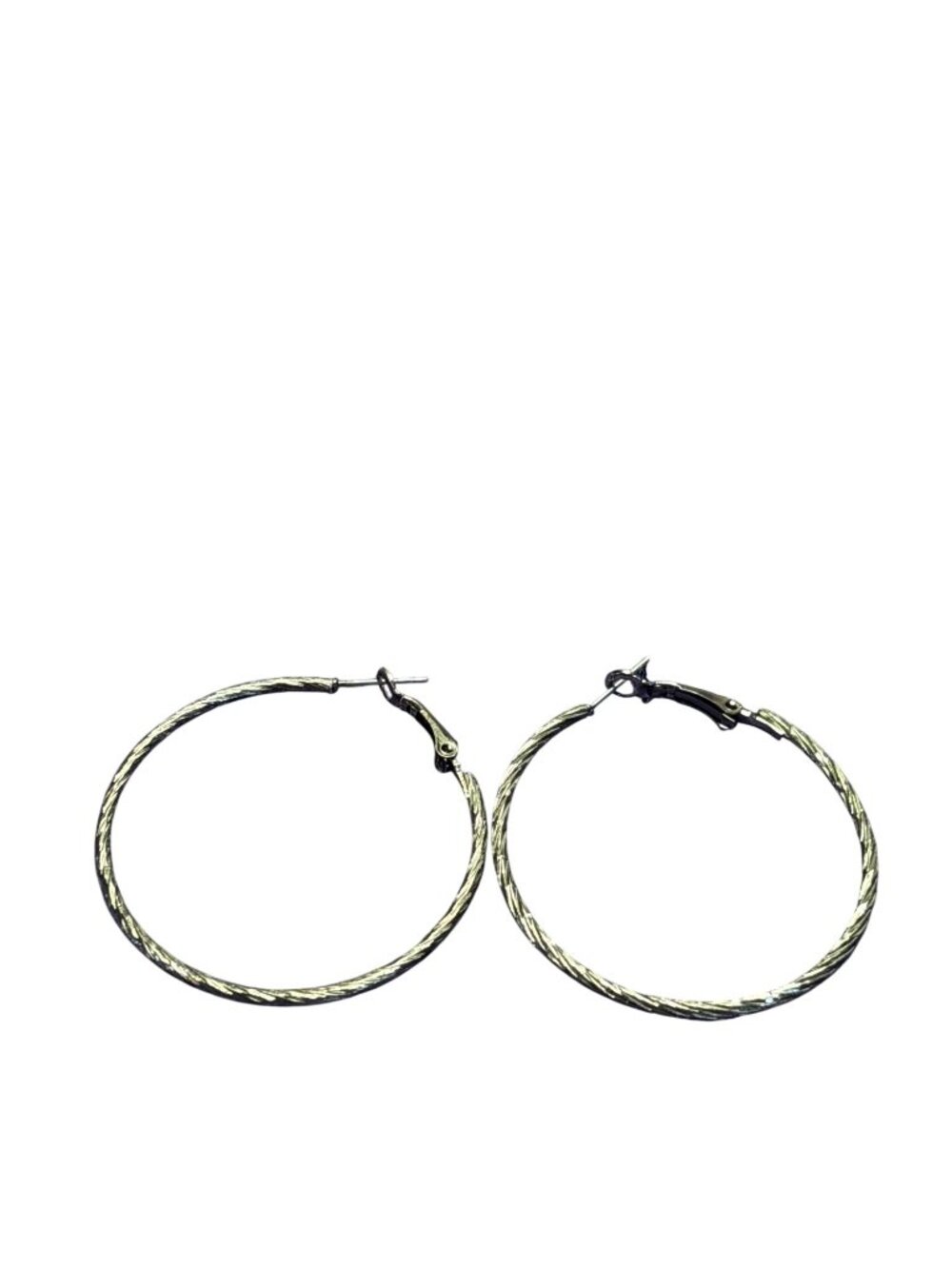 Textured Gunmetal Hoop Earrings 1.75 inches